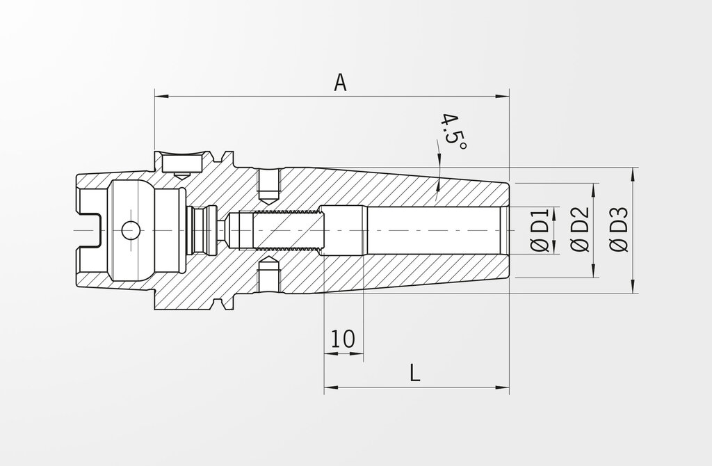 Technische Zeichnung Schrumpffutter Standard Ausführung DIN 69893-1 · HSK-A40