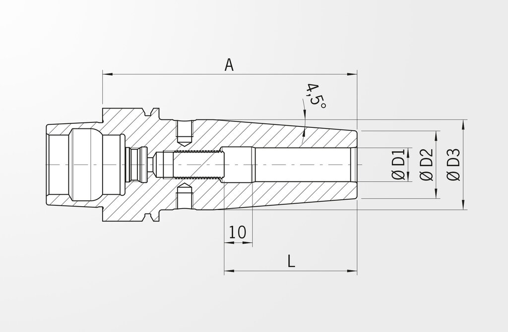 Technische Zeichnung Schrumpffutter Standard Ausführung DIN 69893-5 · HSK-E40