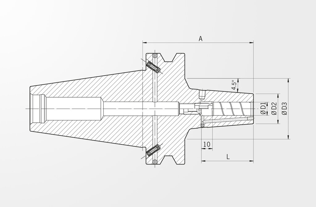 Disegno tecnico Mandrino per calettamento Power Shrink Chuck JIS B 6339-2 · BT50