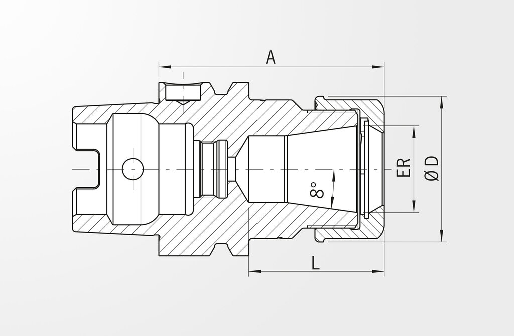 Disegno tecnico Mandrino portapinze ad alta precisione DIN 69893-1 · HSK-A50