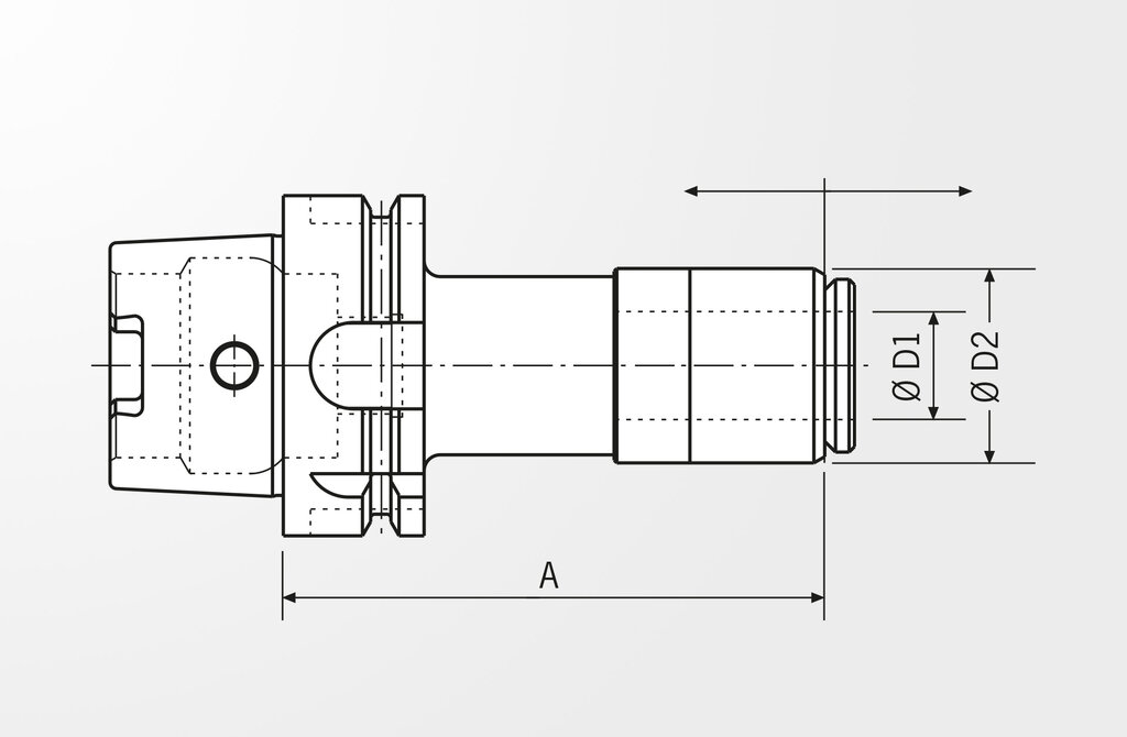 Technische Zeichnung Gewindebohrer-Schnellwechselfutter DIN 69893-1 · HSK-A63