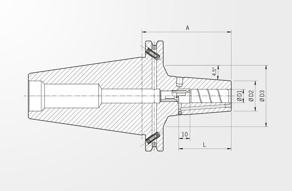 Disegno tecnico Mandrino per calettamento Power Shrink Chuck DIN ISO 7388-1 ISO50 (precedentemente DIN 69871)