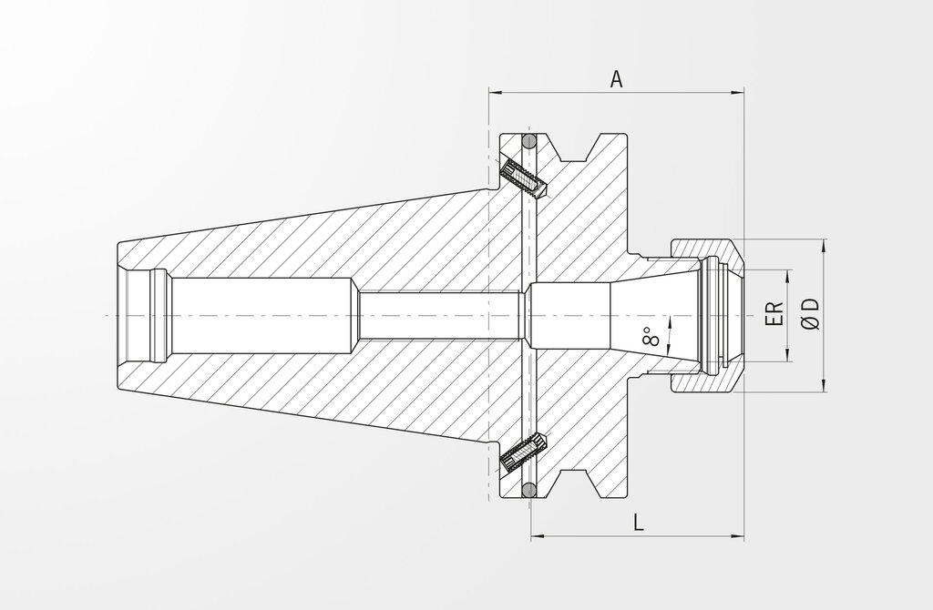 Technische Zeichnung Spannzangenfutter Typ ER JIS B 6339-2 · BT50