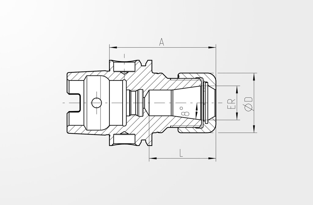 Disegno tecnico Mandrini portapinze Power DIN 69893-1 · HSK-A40