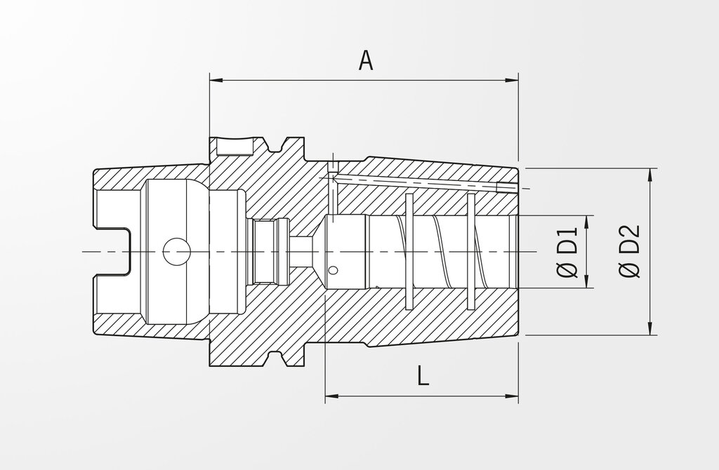 Technische Zeichnung Schrumpffutter Heavy Duty Shrink Chuck DIN 69893-1 · HSK-A63