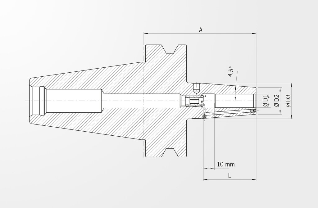 Technical drawing Shrink Fit Chuck Standard Version similar JIS B 6339-2 · BT50 with face contact