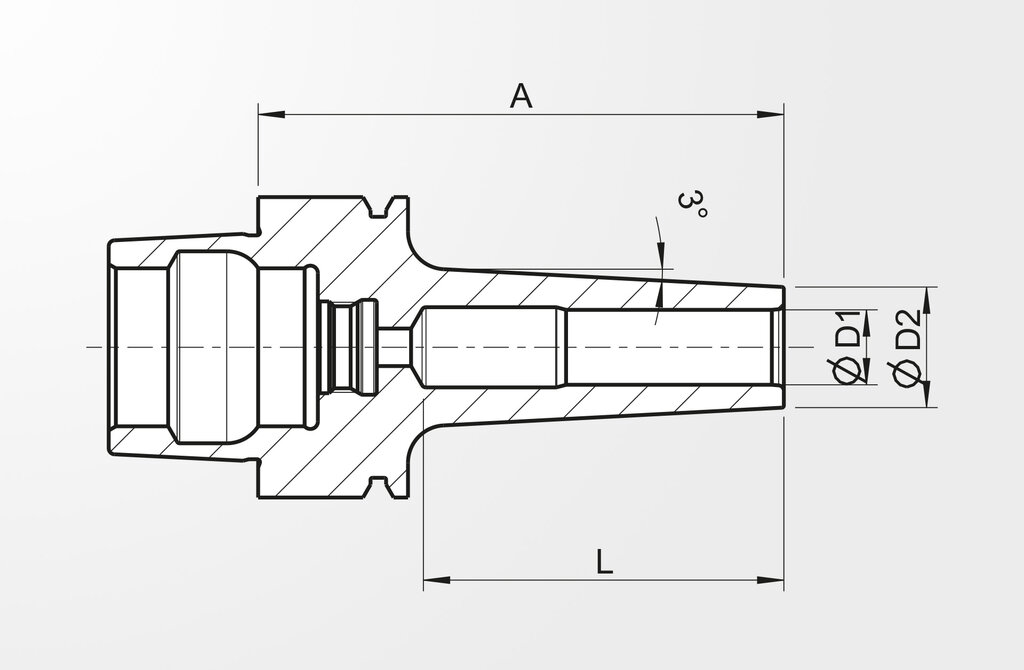Technische Zeichnung Schrumpffutter Mini Shrink Chuck DIN 69893-5 · HSK-E32