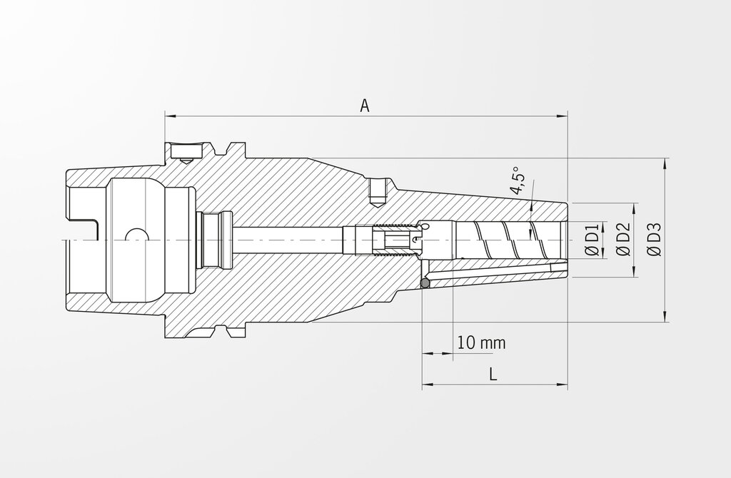 Technische Zeichnung Schrumpffutter Power Shrink Chuck DIN 69893-1 · HSK-A63