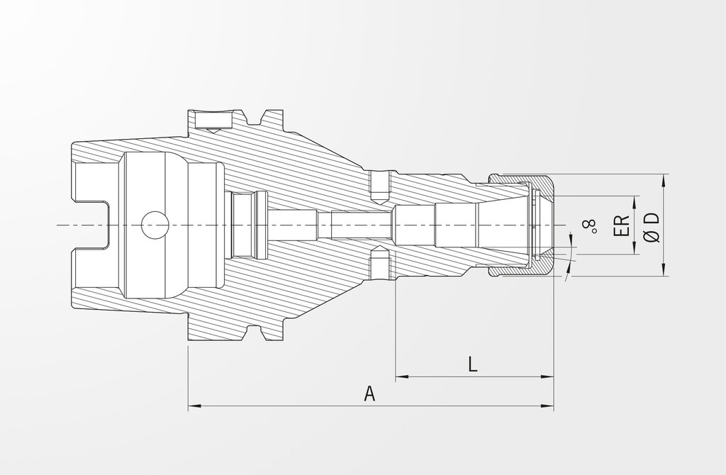 Disegno tecnico Mandrino portapinze ad alta precisione DIN 69893-1 · HSK-A63