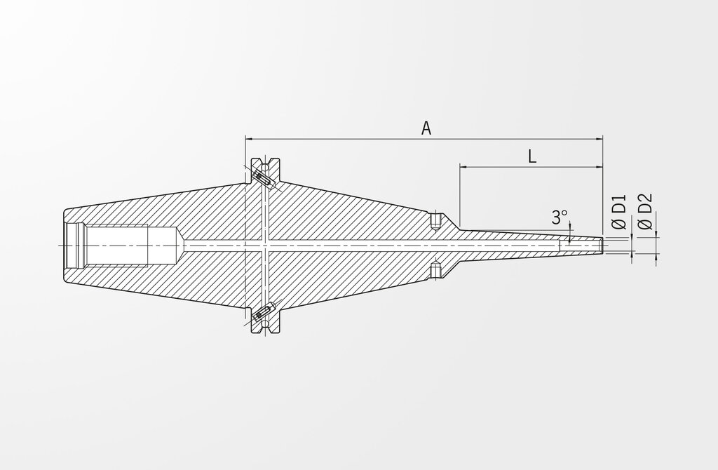 Technische Zeichnung Schrumpffutter Power Mini Shrink Chuck extra-schlank DIN ISO 7388-1 SK50 (ehemals DIN 69871)