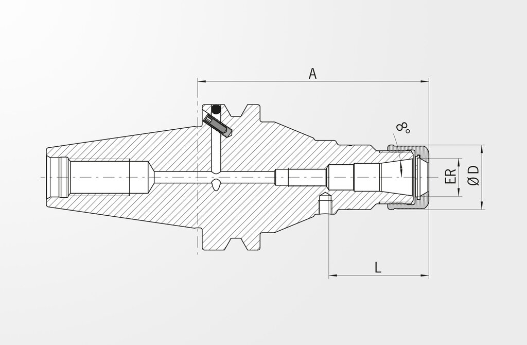 Disegno tecnico Mandrino portapinze ad alta precisione JIS B 6339-2 BT40