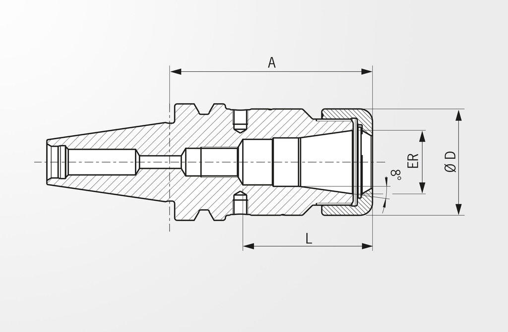 Disegno tecnico Mandrini portapinze Power JIS B 6339-2 · BT30