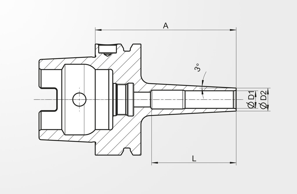 Teknik çizim Mini Shrink Tutucu ekstra ince DIN 69893-1 · HSK-A63