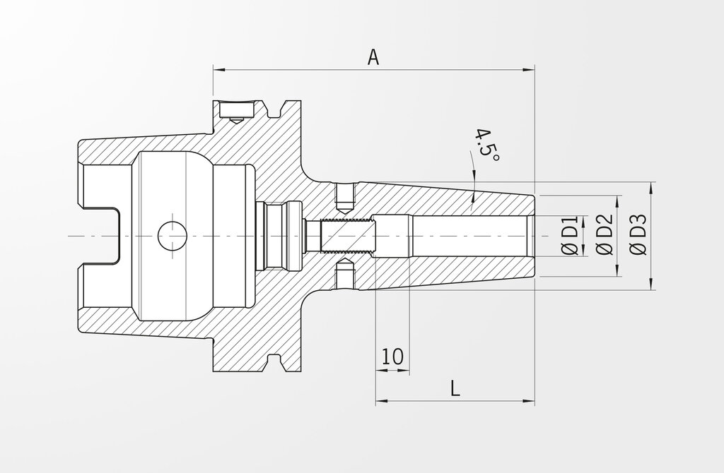 Technische Zeichnung Schrumpffutter Standard Ausführung DIN 69893-1 · HSK-A80