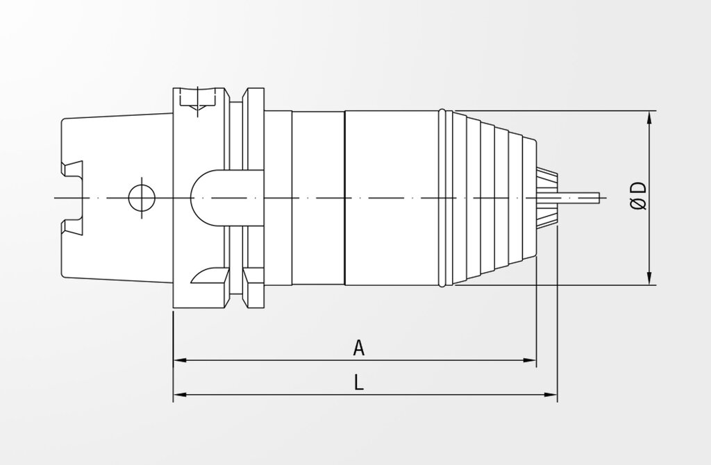 Technical drawing Short Drill Chuck DIN 69893-1 · HSK-A100