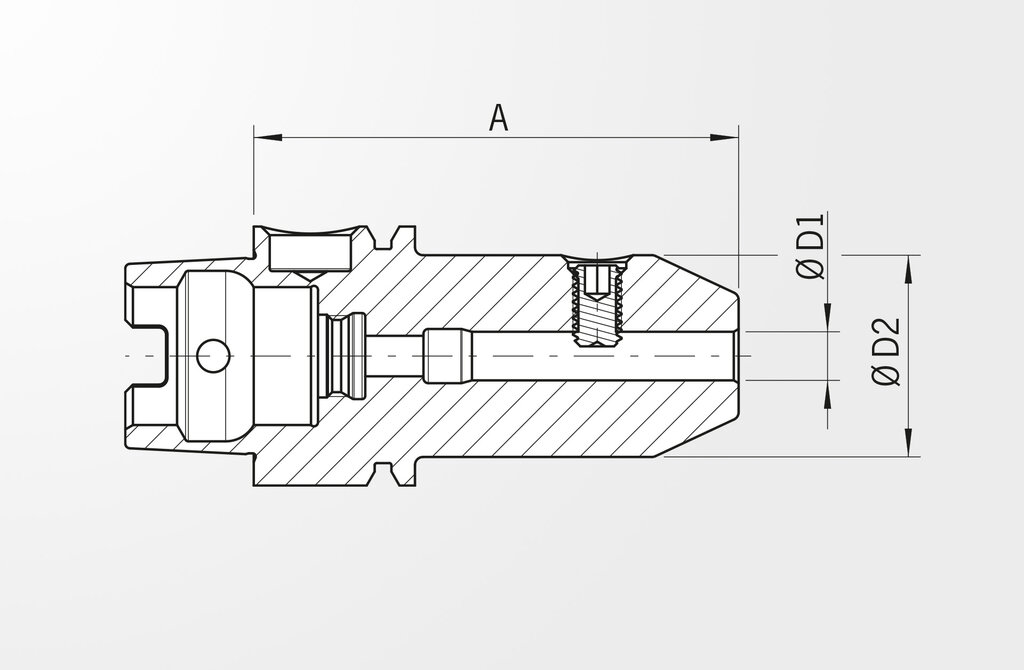 Technical drawing Weldon Tool Holder DIN 69893-1 · HSK-A32