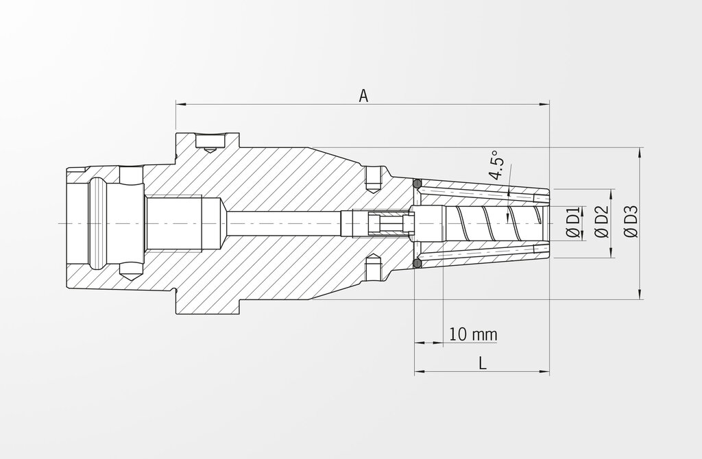 Technische Zeichnung Schrumpffutter Power Shrink Chuck ISO 26623 · HAIMER PSC 63