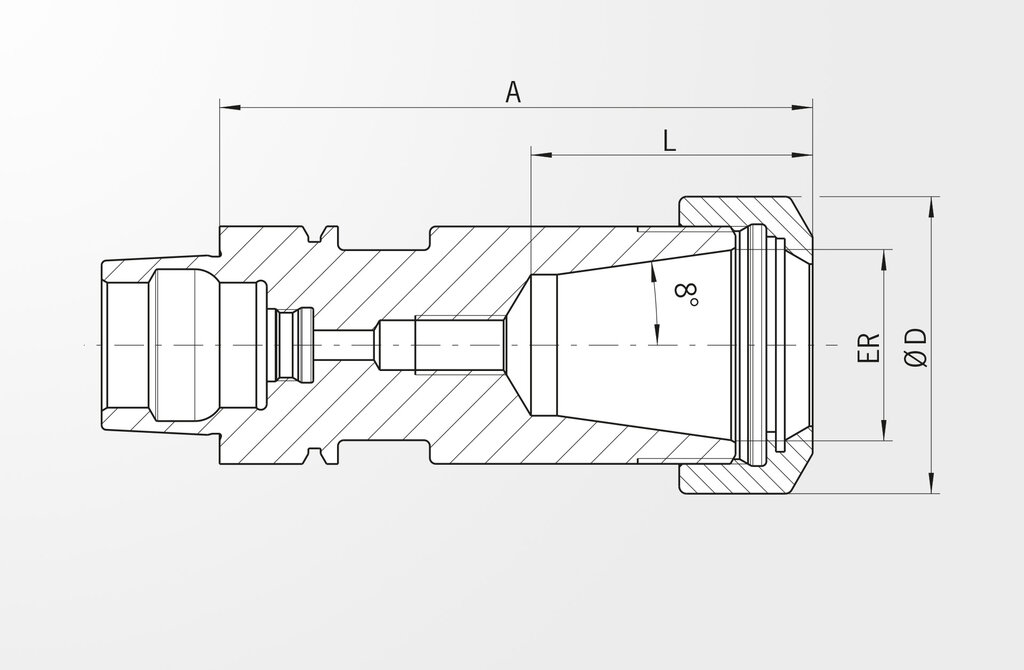 Technical drawing Collet Chuck Type ER DIN 69893-5 · HSK-E40